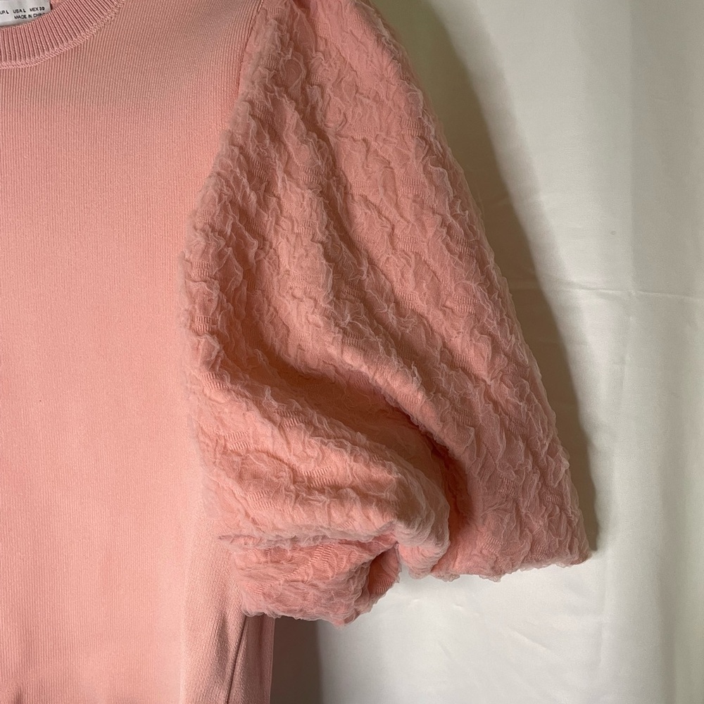 Zara Pink Puff Sleeve Top - Picture 2 of 4